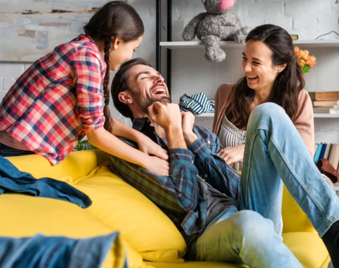 happy family on a radon free home